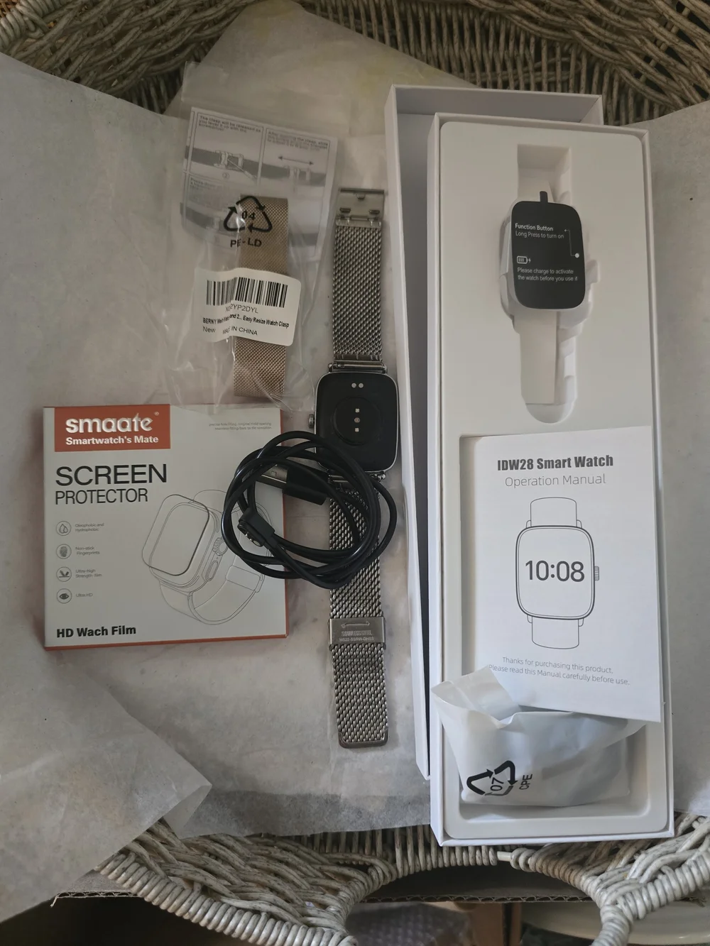 Smartwatch with Accessories, Original Box, 2 Chargers/Bands & Screen Protector